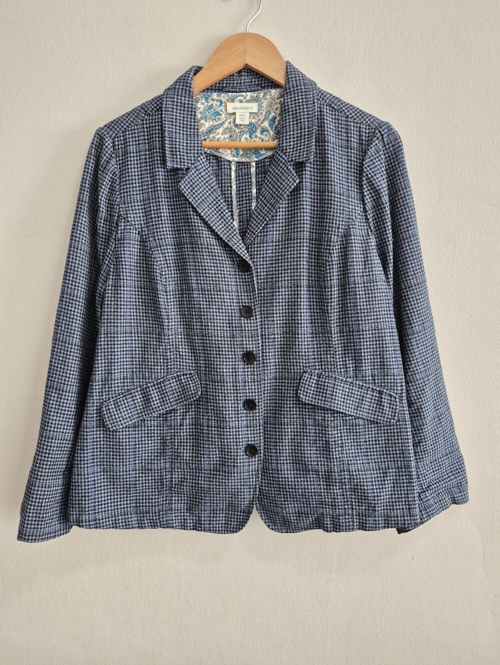 Sundance Ziri Linen Cotton Plaid Blazer Size PXL